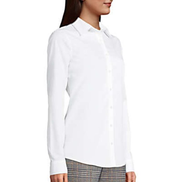 Lands' End No Iron Supima white cotton Dress Shirt